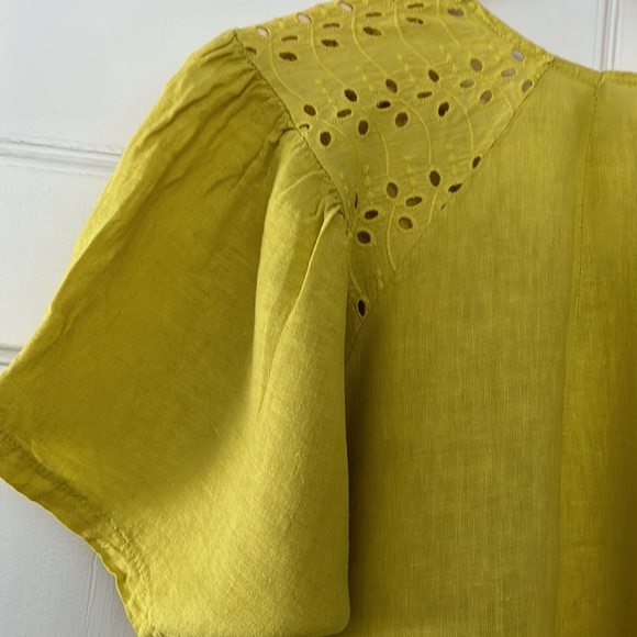 100% linen dress, short sleeves, midi length. Yellow. Size XL/XXL. - Picture 5 of 9